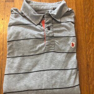 Ted Baker Born Long Sleeve Polo Shirt, Size 3, Gray w/Stripes